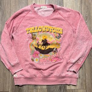 Simply Southern Pink Yellowstone Graphic Sweater size  medium